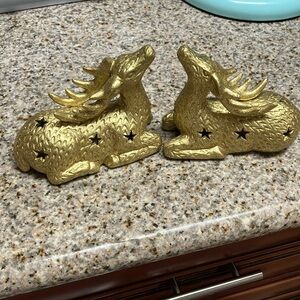 Christmas 2 set  ceramic gold reindeers decoration